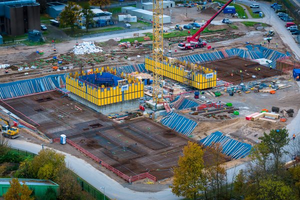 Schlüsselfertiger Neubau eines Laborkomplexes in Monheim - Rohbau in Ausführung